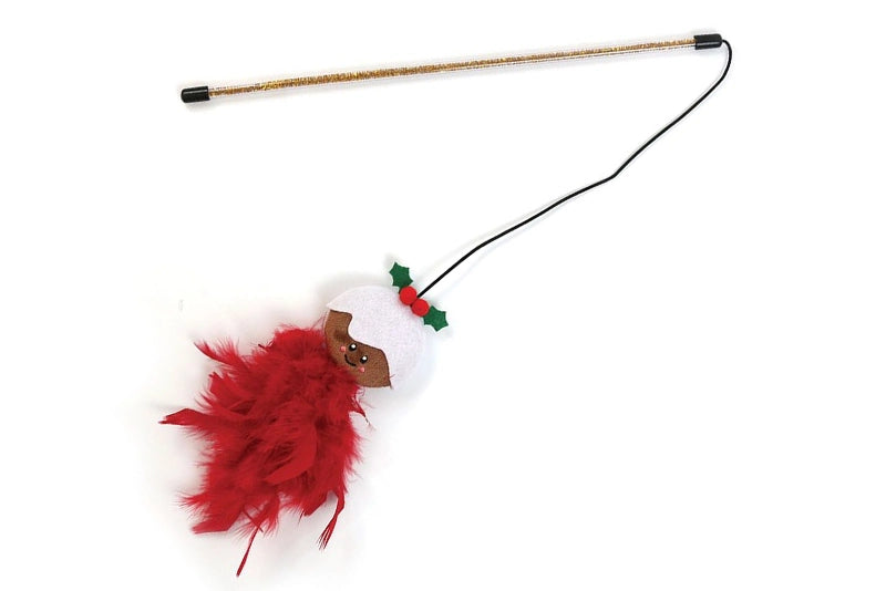 CHRISTMAS PUDDING CAT TEASER WAND