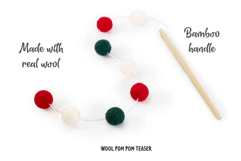 CUPID AND COMET WOOL POMPOM CAT TEASER WAND