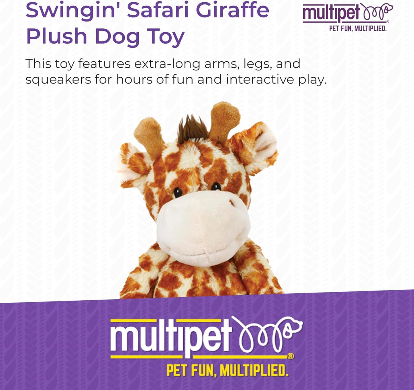 SWINGIN’ SAFARI GIRAFFE PLUSH SQUEAK SOUND INTERACTIVE DOG TOY