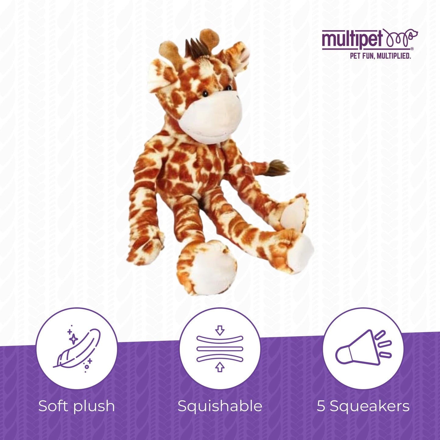 SWINGIN’ SAFARI GIRAFFE PLUSH SQUEAK SOUND INTERACTIVE DOG TOY