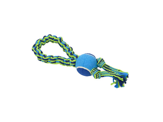 BUSTER BUNGEE ROPE 2 HANDLE + TENNIS BALL DOG TOY 33cm