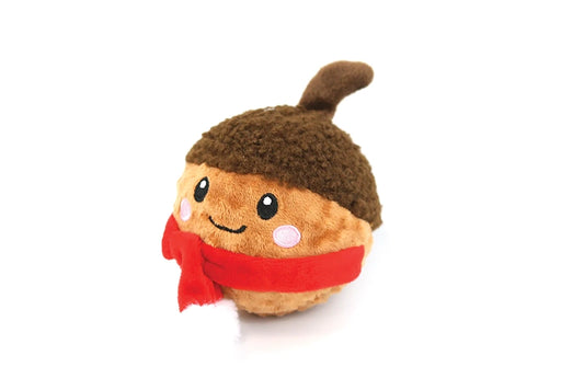 CHRISTMAS CHESTNUT SQUEAKER BALL DOG TOY (SIZE: M)