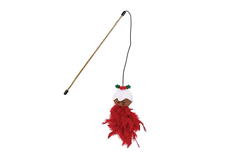 CHRISTMAS PUDDING CAT TEASER WAND