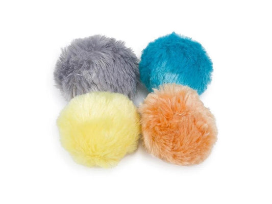 LITTLE PETFACE POM POM CATNIP CAT TOY 4PK