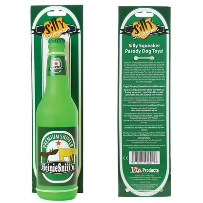 SILLY SQUEAKER BEER BOTTLE HEINIE SNIFFER DOG TOY
