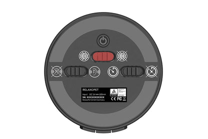 RelaxoPet anxiety relief Training device for dogs with control buttons and power switch on a circular black base
