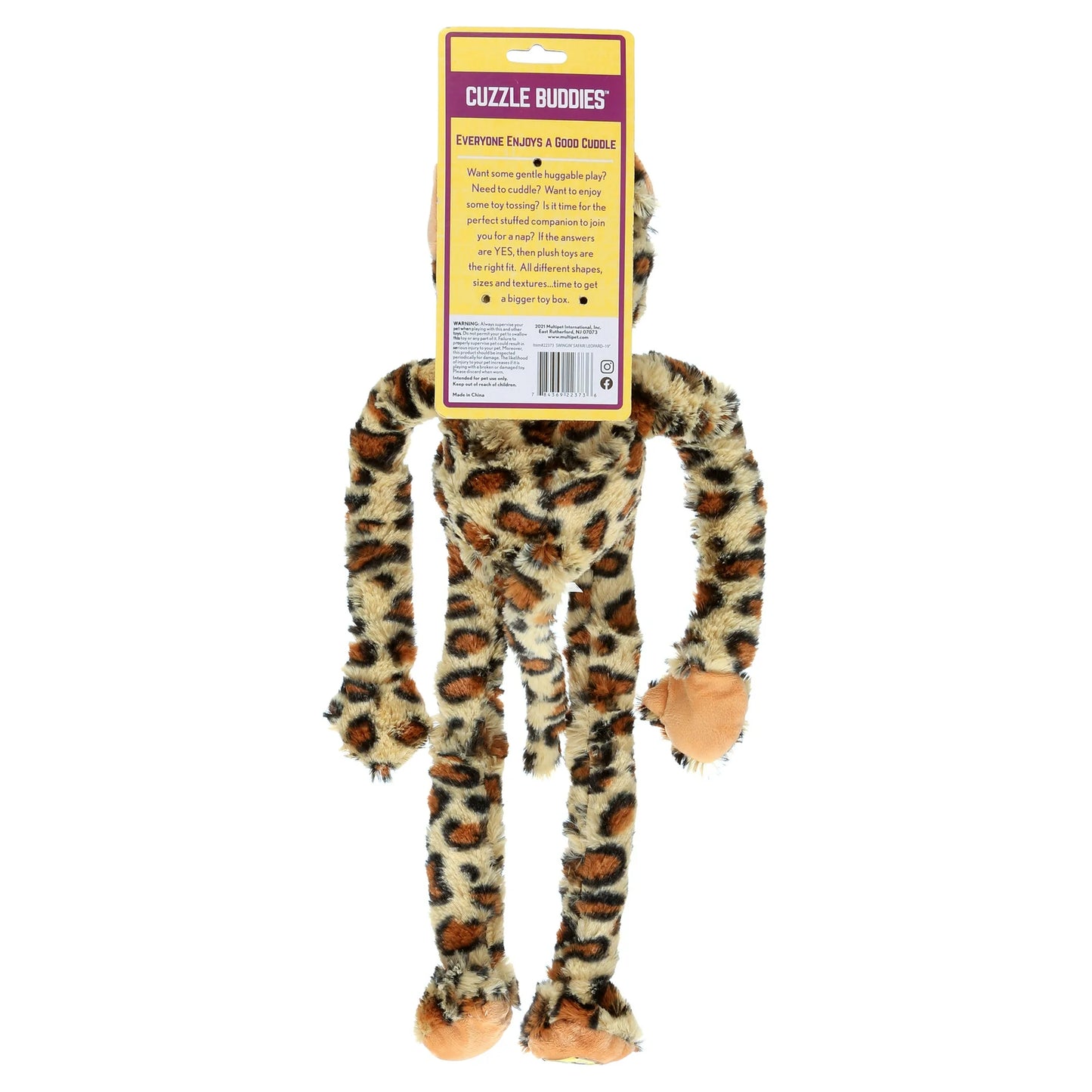SWINGIN’ SAFARI LEOPARD PLUSH SQUEAK SOUND INTERACTIVE DOG TOY