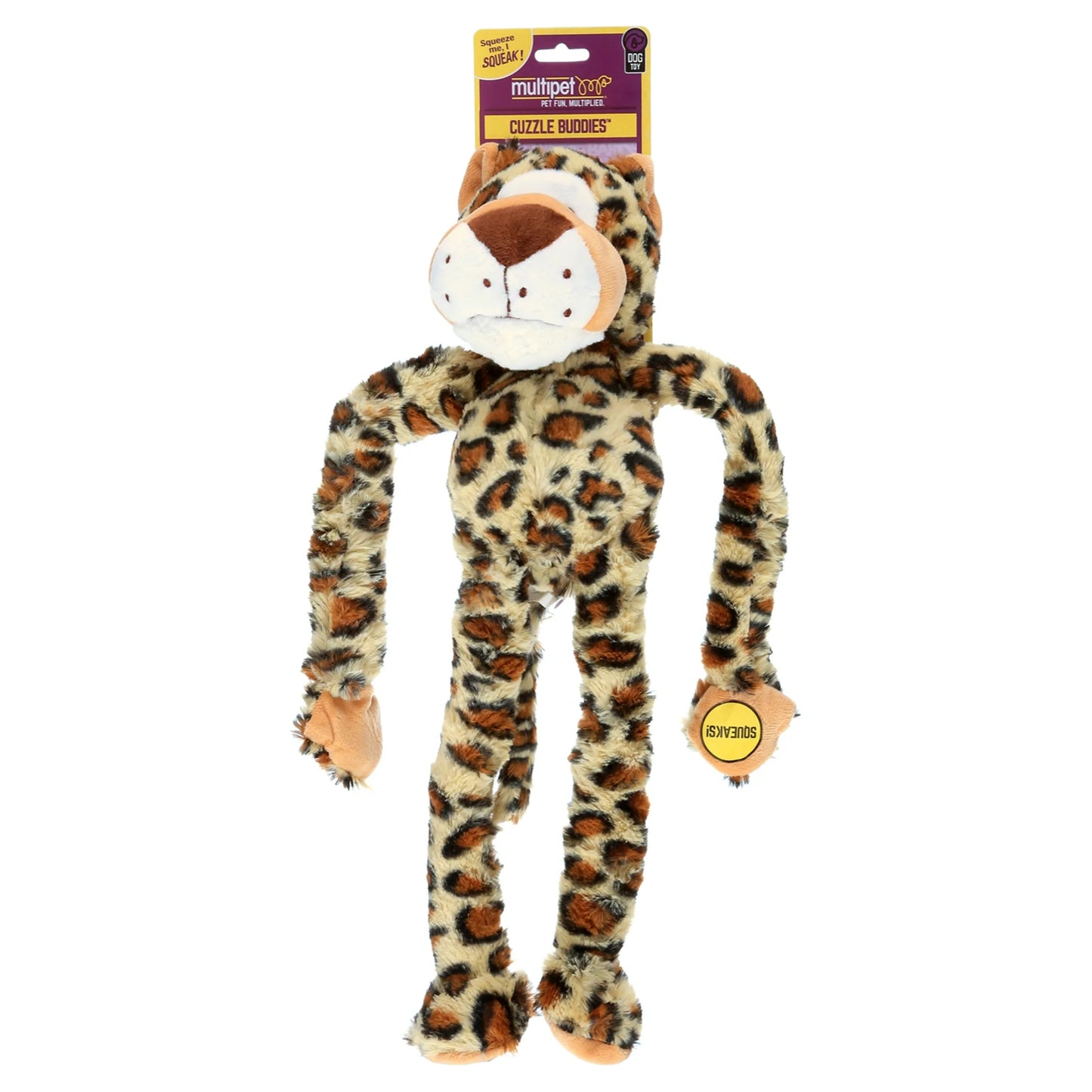 SWINGIN’ SAFARI LEOPARD PLUSH SQUEAK SOUND INTERACTIVE DOG TOY
